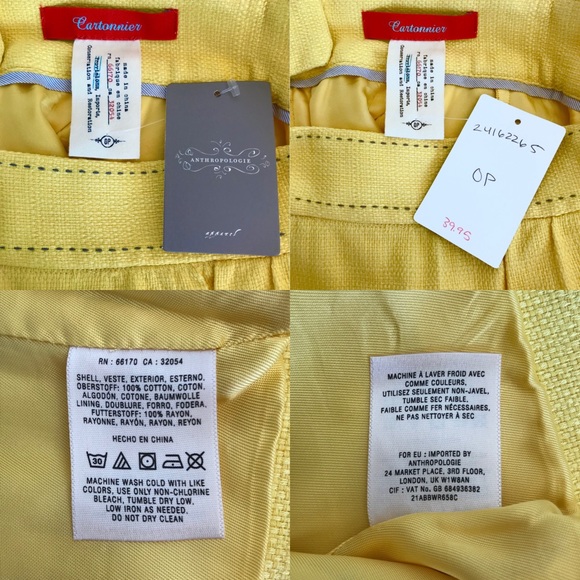 NWT CARTONNIER Yellow Well Pocket Pencil Skirt 0P - Picture 7 of 8